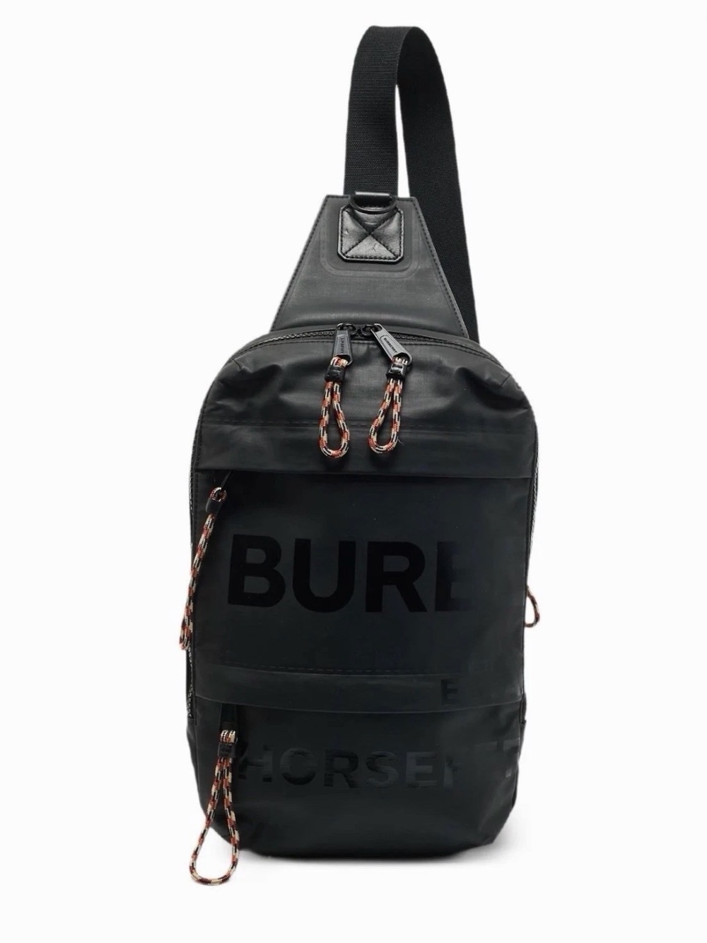 Burberry Black Horseferry Logo TB Buckle Sling Crossbody Bag Adjustable Strap